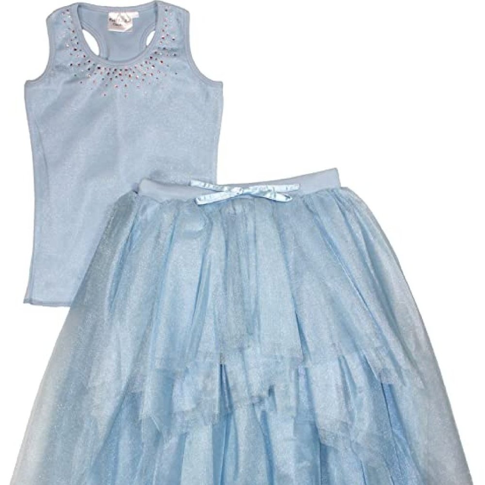 Ooh la la Couture Blue Hi Low Skirt Set
